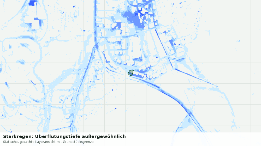 Statische Kartenansicht: Starkregen: Überflutungstiefe außergewöhnlich