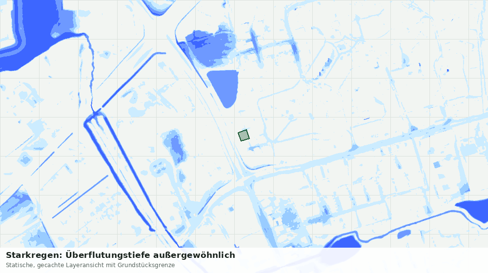 Statische Kartenansicht: Starkregen: Überflutungstiefe außergewöhnlich