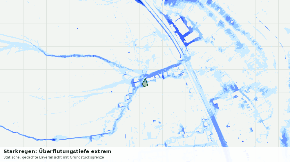 Statische Kartenansicht: Starkregen: Überflutungstiefe extrem