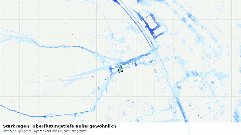 Statische Kartenansicht: Starkregen: Überflutungstiefe außergewöhnlich