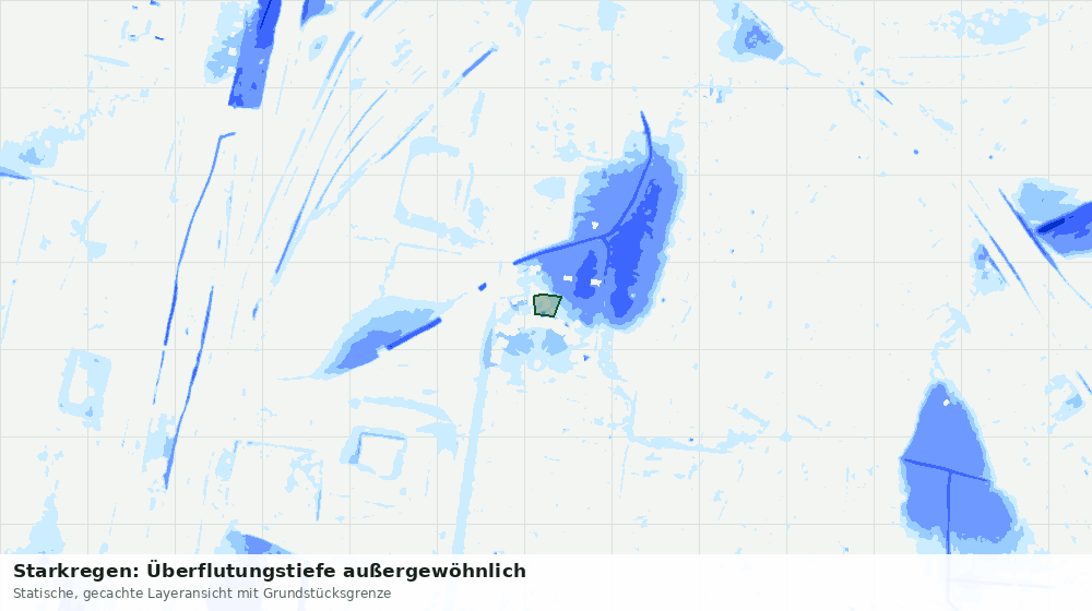Statische Kartenansicht: Starkregen: Überflutungstiefe außergewöhnlich