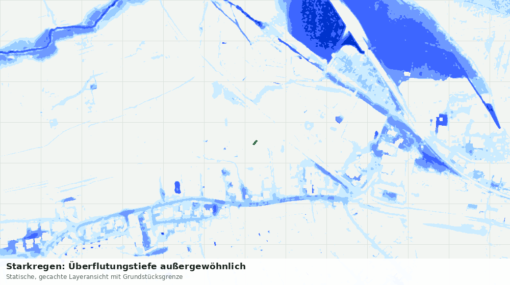 Statische Kartenansicht: Starkregen: Überflutungstiefe außergewöhnlich