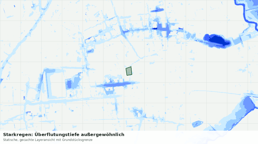 Statische Kartenansicht: Starkregen: Überflutungstiefe außergewöhnlich
