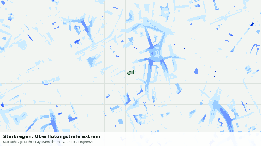 Statische Kartenansicht: Starkregen: Überflutungstiefe extrem