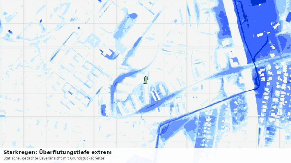 Statische Kartenansicht: Starkregen: Überflutungstiefe extrem