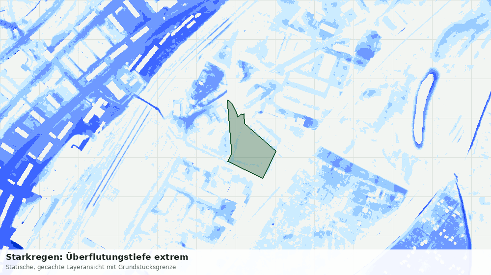 Statische Kartenansicht: Starkregen: Überflutungstiefe extrem