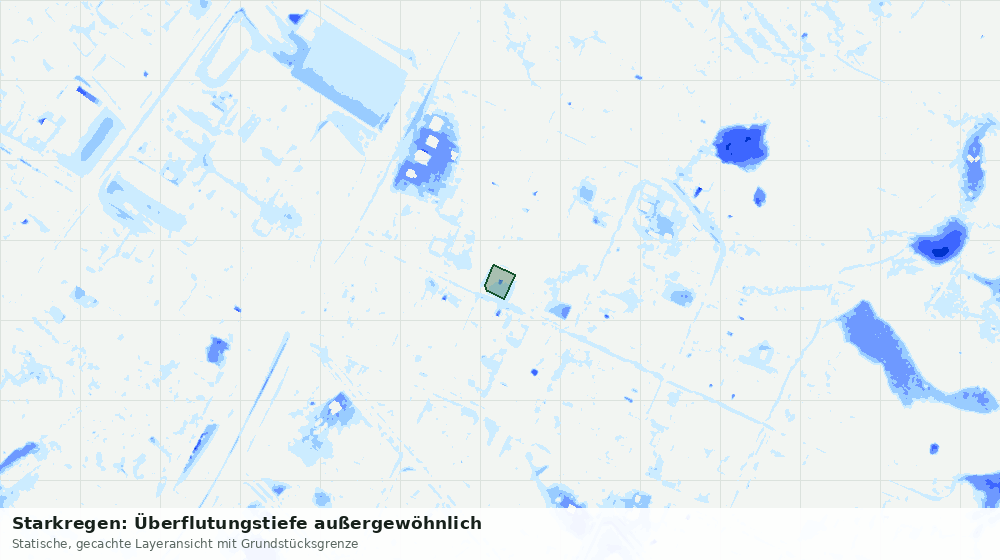 Statische Kartenansicht: Starkregen: Überflutungstiefe außergewöhnlich