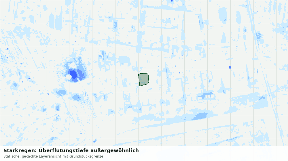 Statische Kartenansicht: Starkregen: Überflutungstiefe außergewöhnlich