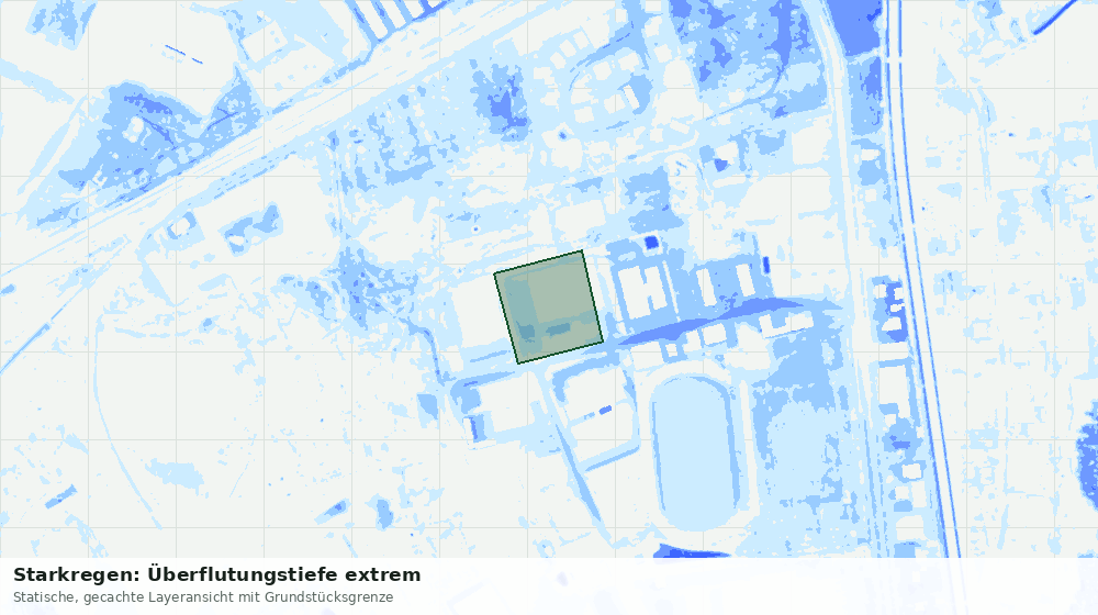 Statische Kartenansicht: Starkregen: Überflutungstiefe extrem