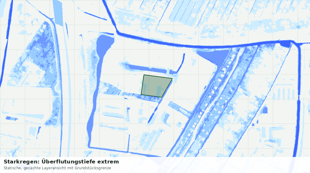 Statische Kartenansicht: Starkregen: Überflutungstiefe extrem
