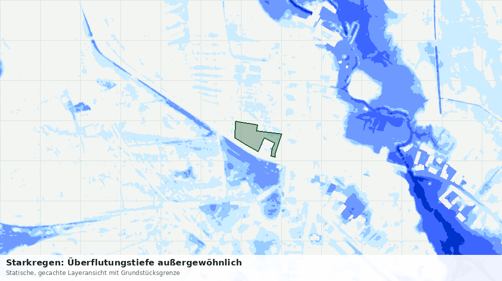 Statische Kartenansicht: Starkregen: Überflutungstiefe außergewöhnlich