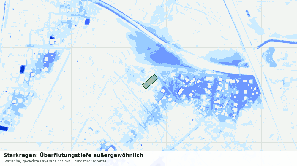 Statische Kartenansicht: Starkregen: Überflutungstiefe außergewöhnlich