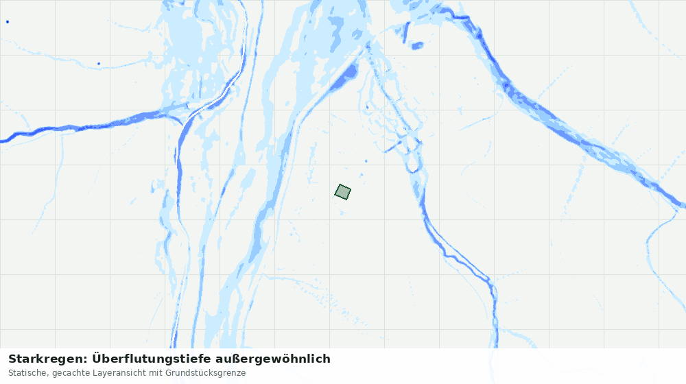 Statische Kartenansicht: Starkregen: Überflutungstiefe außergewöhnlich