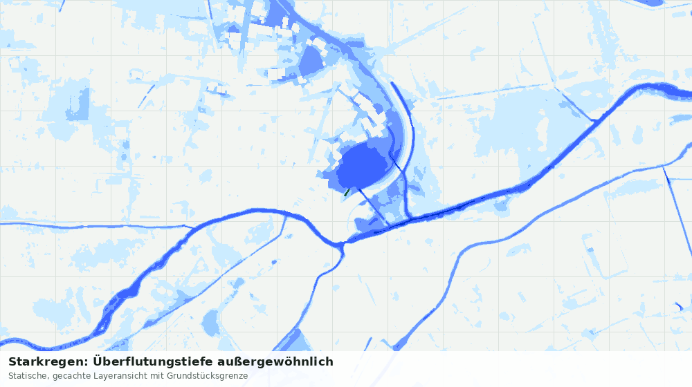 Statische Kartenansicht: Starkregen: Überflutungstiefe außergewöhnlich