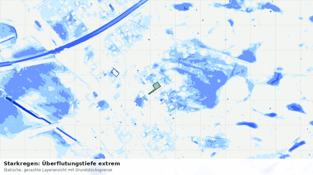 Statische Kartenansicht: Starkregen: Überflutungstiefe extrem