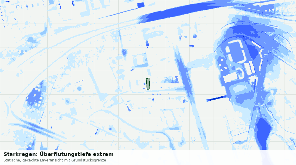 Statische Kartenansicht: Starkregen: Überflutungstiefe extrem