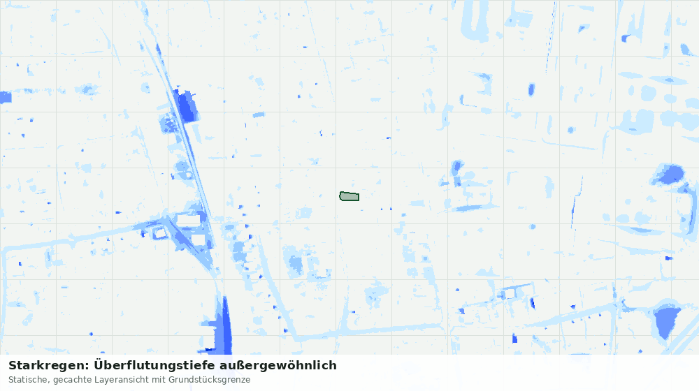 Statische Kartenansicht: Starkregen: Überflutungstiefe außergewöhnlich