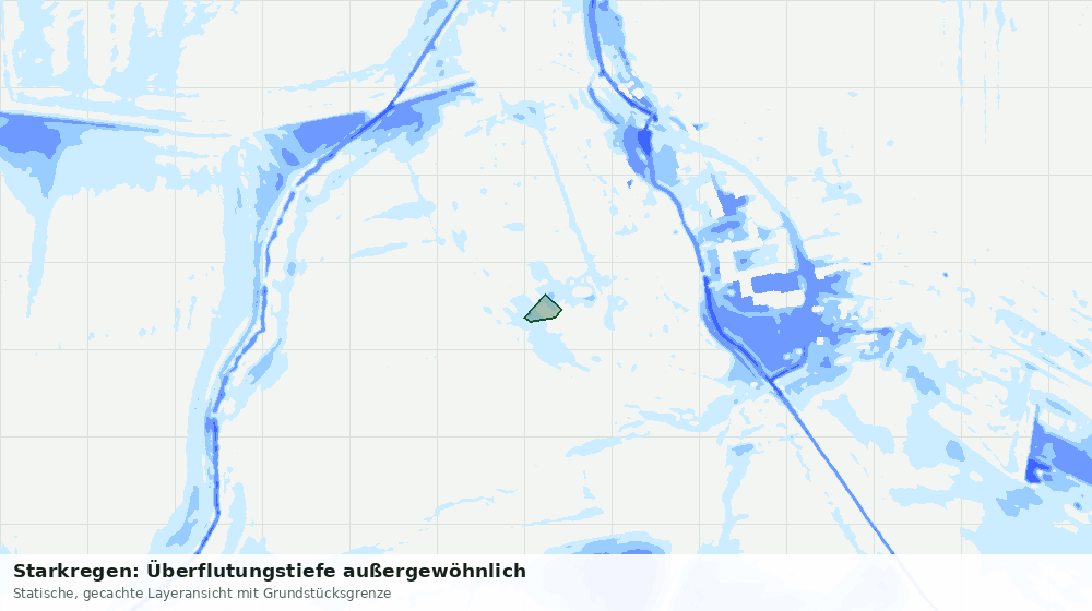 Statische Kartenansicht: Starkregen: Überflutungstiefe außergewöhnlich