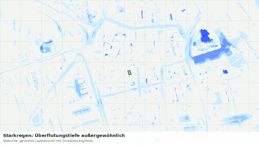 Statische Kartenansicht: Starkregen: Überflutungstiefe außergewöhnlich