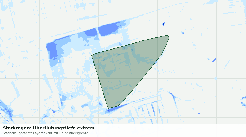 Statische Kartenansicht: Starkregen: Überflutungstiefe extrem