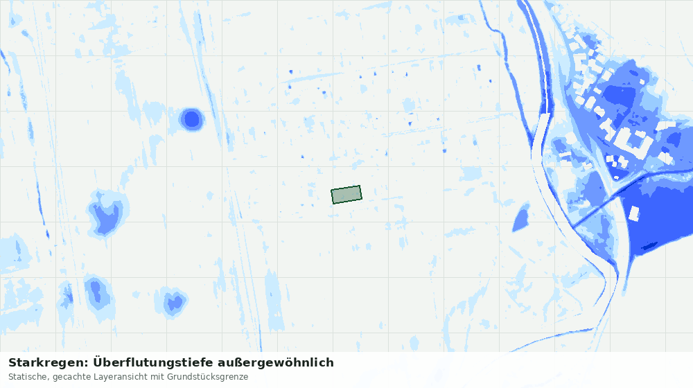 Statische Kartenansicht: Starkregen: Überflutungstiefe außergewöhnlich