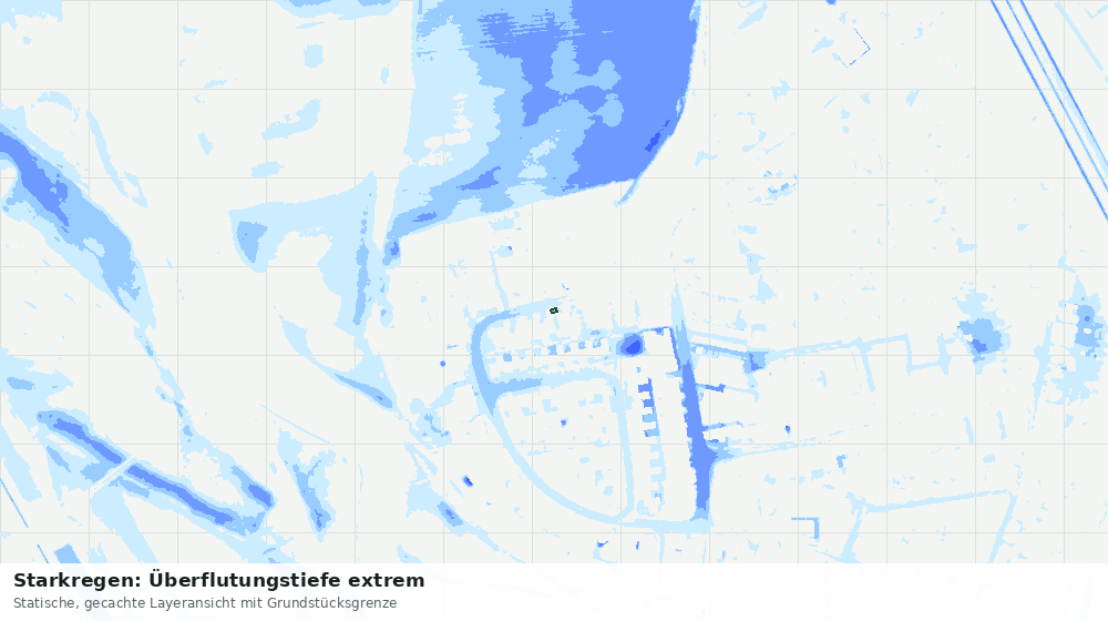Statische Kartenansicht: Starkregen: Überflutungstiefe extrem