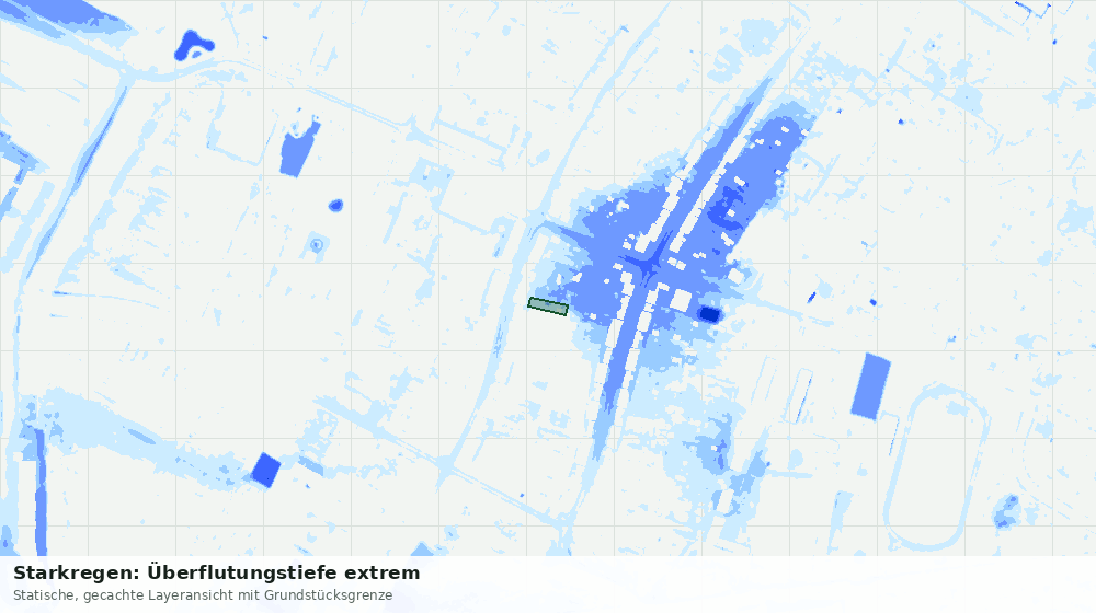 Statische Kartenansicht: Starkregen: Überflutungstiefe extrem