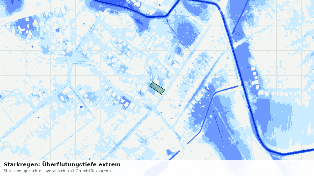 Statische Kartenansicht: Starkregen: Überflutungstiefe extrem