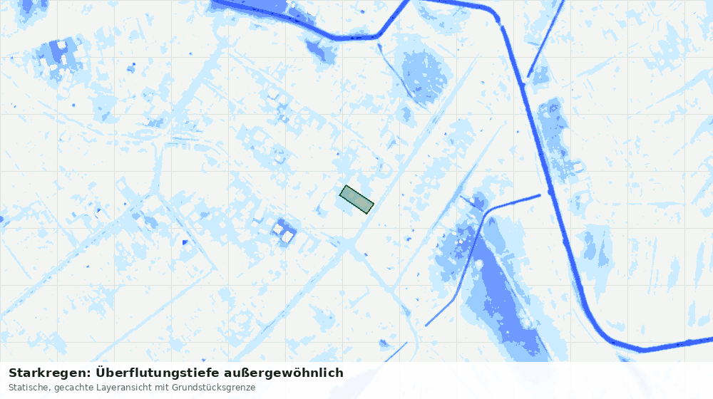 Statische Kartenansicht: Starkregen: Überflutungstiefe außergewöhnlich