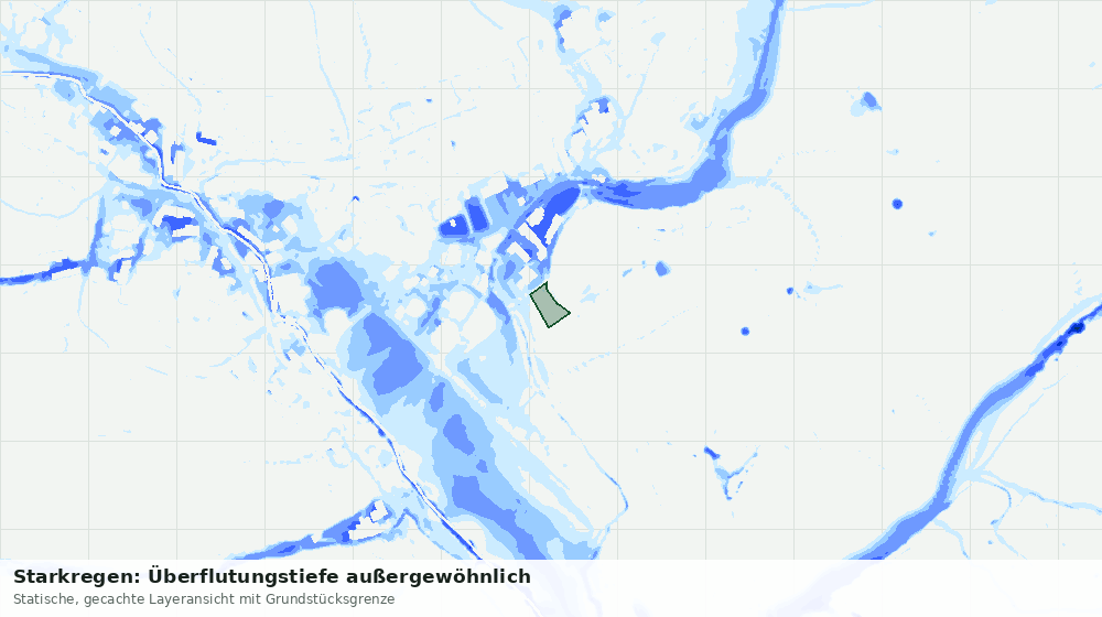 Statische Kartenansicht: Starkregen: Überflutungstiefe außergewöhnlich