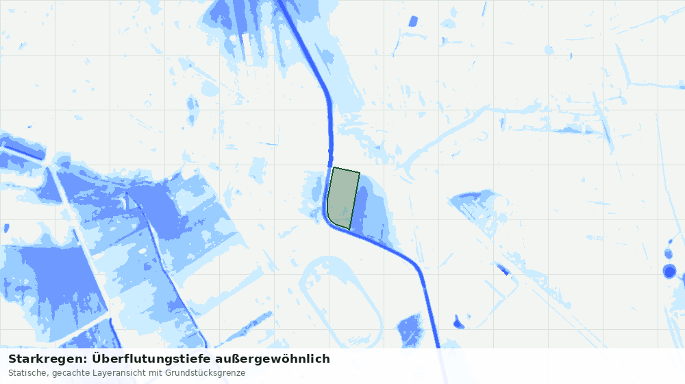 Statische Kartenansicht: Starkregen: Überflutungstiefe außergewöhnlich