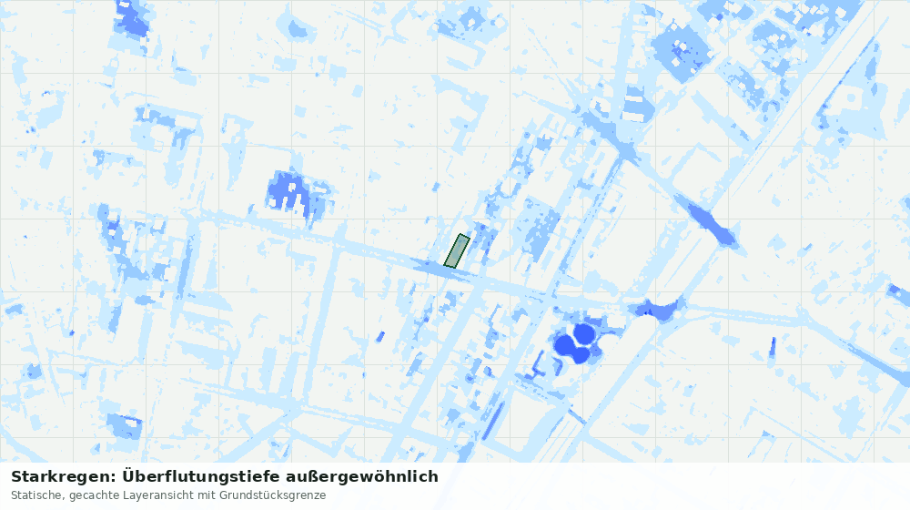 Statische Kartenansicht: Starkregen: Überflutungstiefe außergewöhnlich