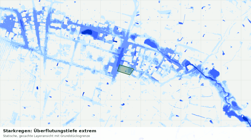 Statische Kartenansicht: Starkregen: Überflutungstiefe extrem