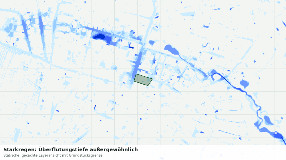 Statische Kartenansicht: Starkregen: Überflutungstiefe außergewöhnlich