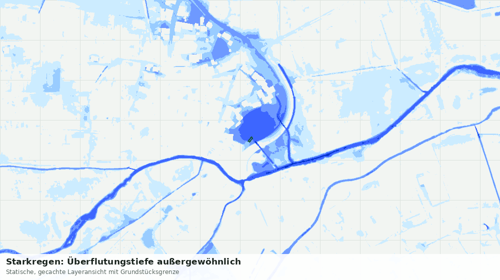 Statische Kartenansicht: Starkregen: Überflutungstiefe außergewöhnlich