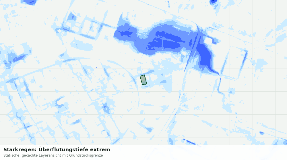 Statische Kartenansicht: Starkregen: Überflutungstiefe extrem