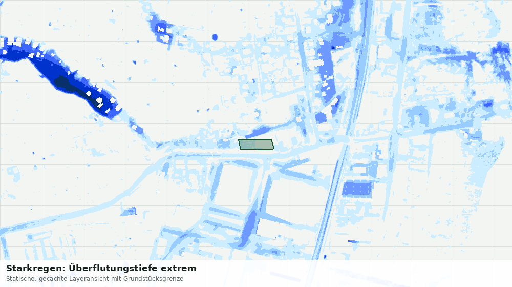 Statische Kartenansicht: Starkregen: Überflutungstiefe extrem
