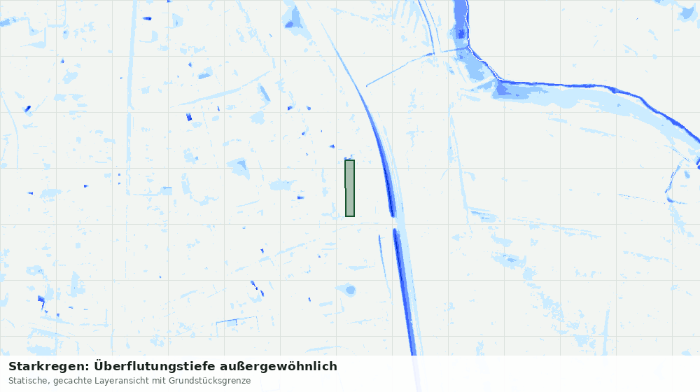Statische Kartenansicht: Starkregen: Überflutungstiefe außergewöhnlich