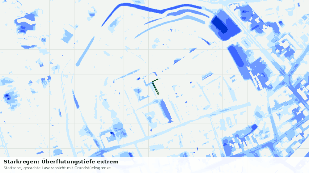 Statische Kartenansicht: Starkregen: Überflutungstiefe extrem