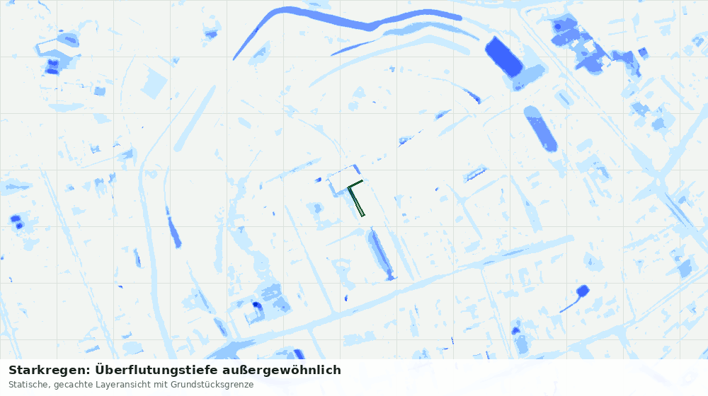 Statische Kartenansicht: Starkregen: Überflutungstiefe außergewöhnlich