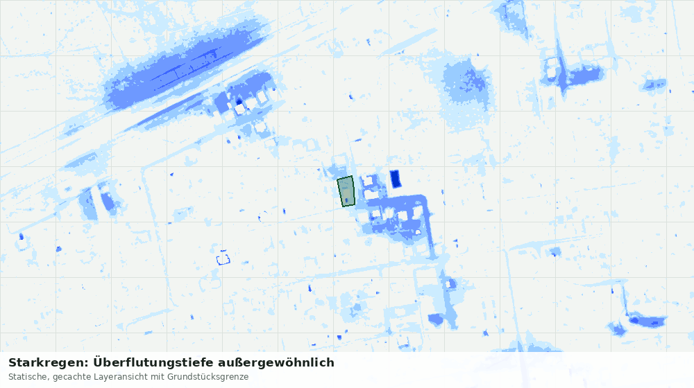 Statische Kartenansicht: Starkregen: Überflutungstiefe außergewöhnlich