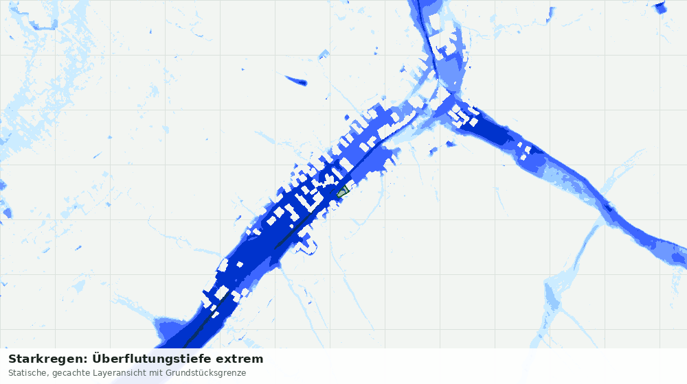 Statische Kartenansicht: Starkregen: Überflutungstiefe extrem
