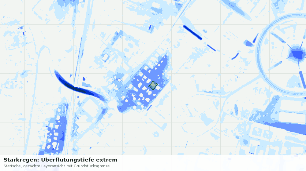 Statische Kartenansicht: Starkregen: Überflutungstiefe extrem