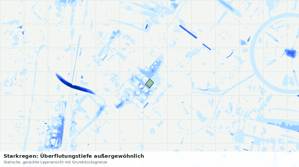 Statische Kartenansicht: Starkregen: Überflutungstiefe außergewöhnlich