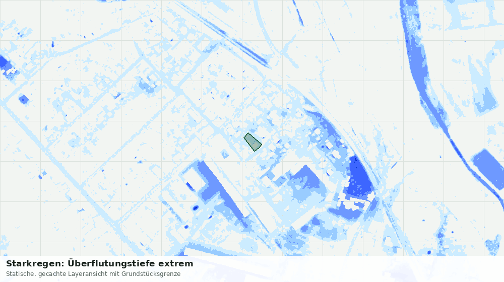 Statische Kartenansicht: Starkregen: Überflutungstiefe extrem
