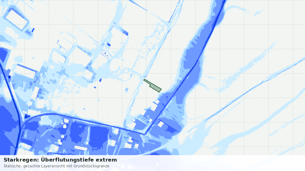 Statische Kartenansicht: Starkregen: Überflutungstiefe extrem