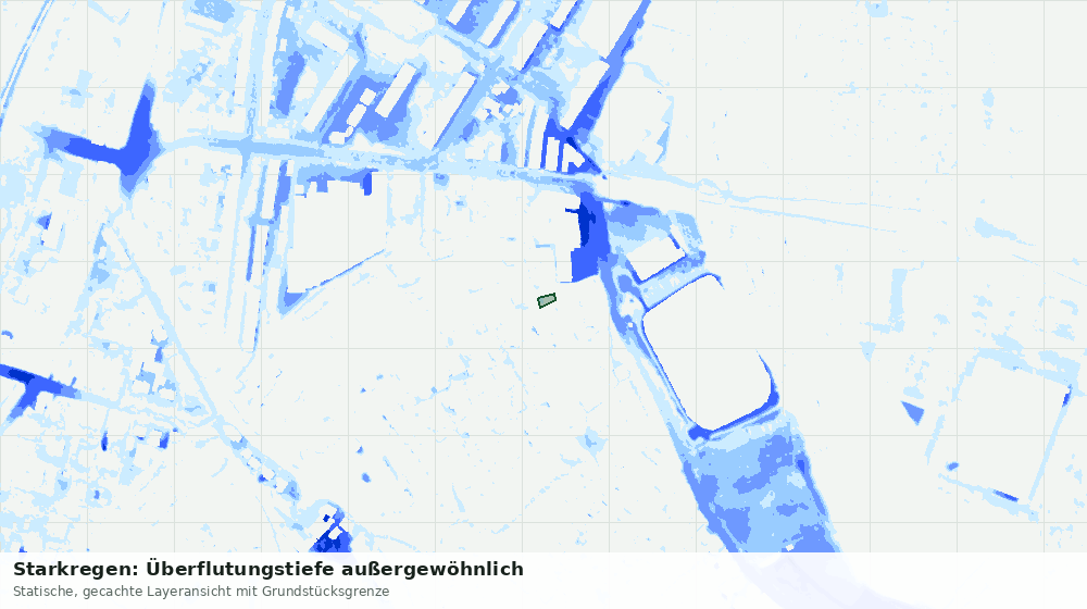 Statische Kartenansicht: Starkregen: Überflutungstiefe außergewöhnlich