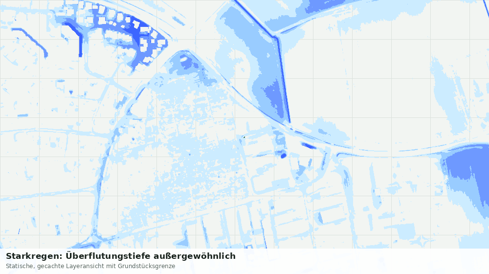 Statische Kartenansicht: Starkregen: Überflutungstiefe außergewöhnlich
