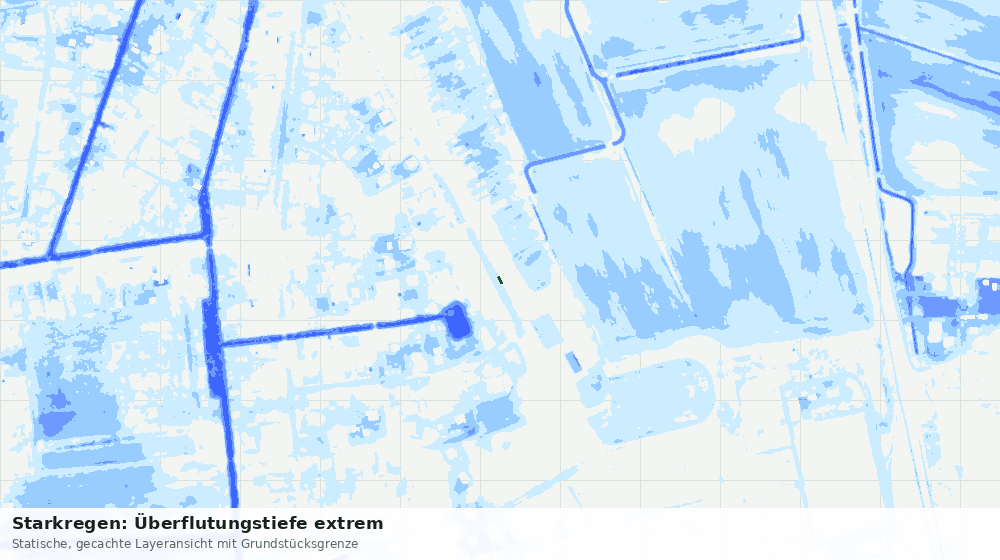 Statische Kartenansicht: Starkregen: Überflutungstiefe extrem