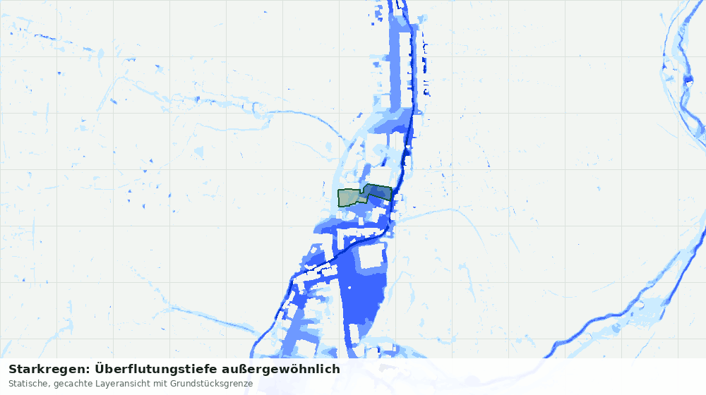 Statische Kartenansicht: Starkregen: Überflutungstiefe außergewöhnlich
